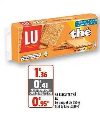 Coccinelle Supermarché 48 Biscuits Thé Lu offre