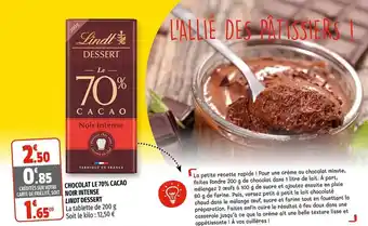 Coccinelle Supermarché Chocolat Le 70% Cacao Noir Intense Lindt Dessert offre