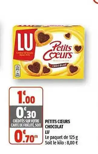 Coccinelle Supermarché Petits Cœurs Chocolat Lu offre