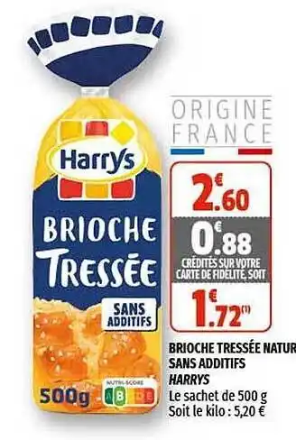 Coccinelle Supermarché Brioche Tressée Nature Sans Additifs Harrys offre