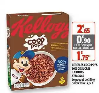 Coccinelle Supermarché Céréales Coco Pops 30% De Sucres En Moins Kelloggs offre