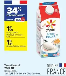 Carrefour Contact Yoplait yaourt brassé offre