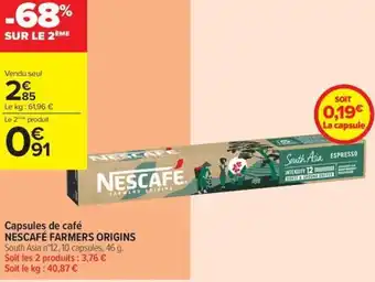 Carrefour Contact Nescafé farmers origins Capsules de café offre