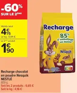 Carrefour Contact Nestlé recharge chocolat en poudre nesquik offre