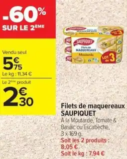 Carrefour Contact Saupique Filets de maquereaux offre