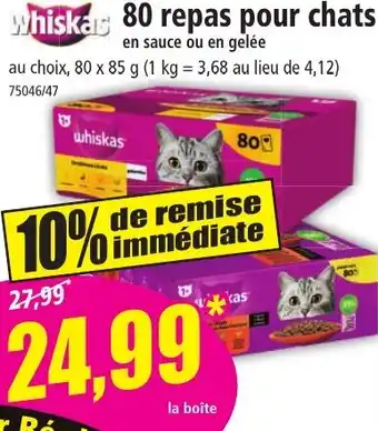 Norma Whiskas 80 repas pour chats offre