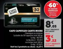 Hyper U Carte noire - cafe capsules offre