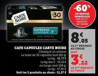 Hyper U Carte noire - cafe capsules offre