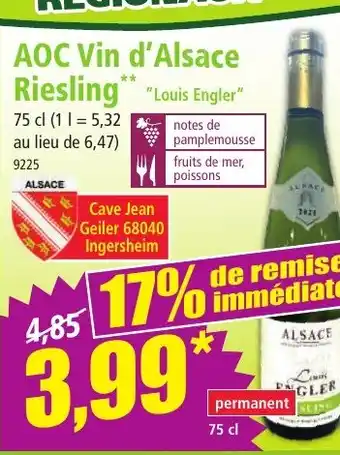 Norma AOC Vin d'Alsace Riesling "Louis Engler" offre