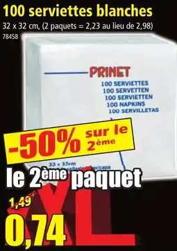 Norma 100 serviettes blanches offre