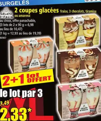 Norma GELATO D'ITALIA 2 coupes glacées fraise, 3 chocolats, tiramisu offre