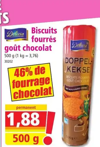 Norma DELICIA Biscuits fourrés goût chocolat offre