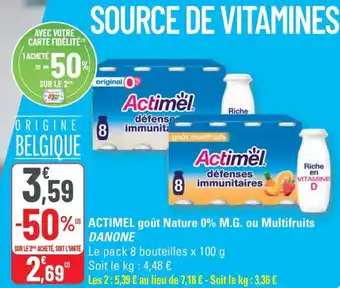 G20 DANONE Actimel goût nature 0% m.g. ou multifruits offre