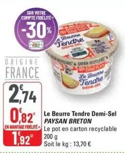 G20 PAYSAN BRETON Le Beurre Tendre Demi-Sel offre