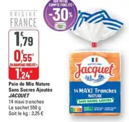 G20 JACQUET Pain de Mie Nature Sans Sucres Ajoutés offre