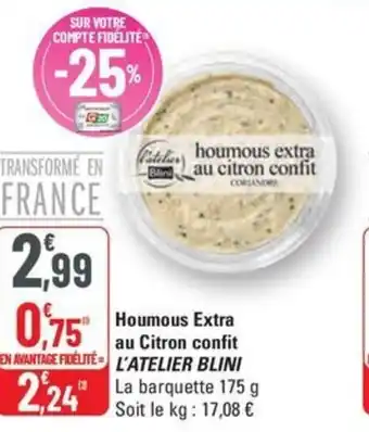 G20 L'ATELIER BLINI Houmous Extra au Citron confit offre