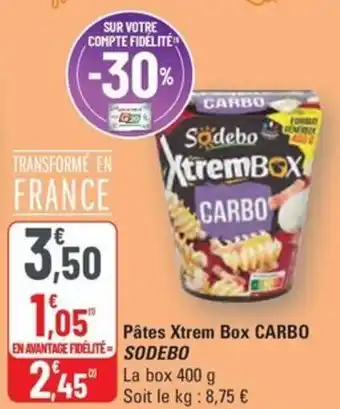 G20 SODEBO Pâtes Xtrem Box CARBO offre