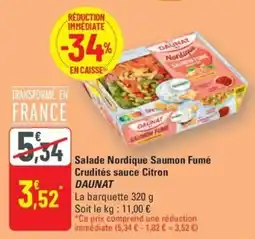 G20 DAUNAT Salade Nordique Saumon Fumé Crudités sauce Citron offre