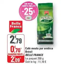 G20 BELLE FRANCE Café moulu pur arabica Brésil offre