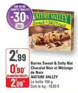 G20 NATURE VALLEY Barres Sweet & Salty Nut Chocolat Noir et Mélange de Noix offre