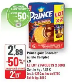 G20 LU Prince goût Chocolat au blé Complet offre