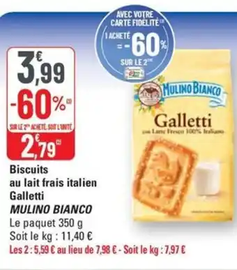 G20 MULINO BIANCO Biscuits au lait frais italien Galletti offre