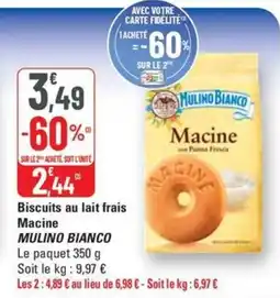 G20 MULINO BIANCO Biscuits au lait frais Macine offre