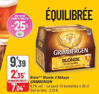 G20 GRIMBERGEN Bière Blonde d'Abbaye offre