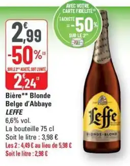 G20 LEFFE Bière Blonde Belge d'Abbaye offre