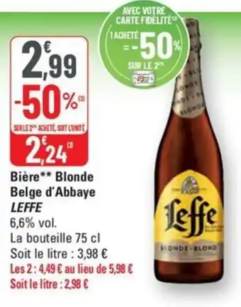 G20 LEFFE Bière Blonde Belge d'Abbaye offre