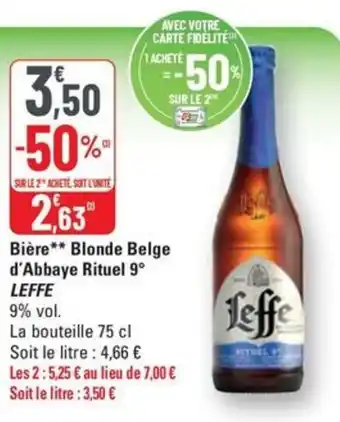 G20 LEFFE Bière Blonde Belge d'Abbaye Rituel 9° offre