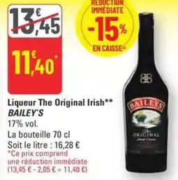 G20 BAILEY'S Liqueur The Original Irish offre