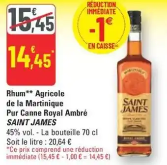 G20 SAINT JAMES Rhum Agricole de la Martinique Pur Canne Royal Ambré offre