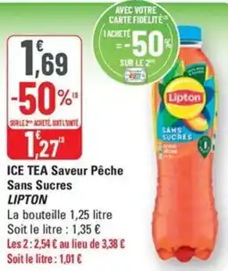 G20 LIPTON Ice tea saveur pêche sans sucres offre