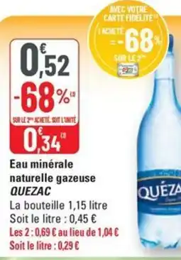 G20 QUEZAC Eau minérale naturelle gazeuse offre