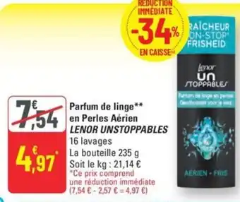 G20 LENOR UNSTOPPABLES Parfum de linge en Perles Aérien offre