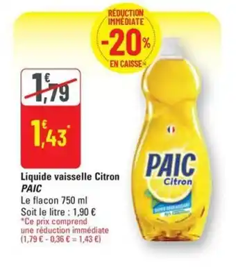 G20 PAIC Liquide vaisselle Citron offre