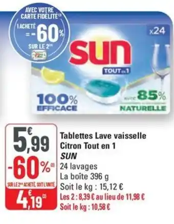 G20 SUN Tablettes Lave vaisselle Citron Tout en 1 offre