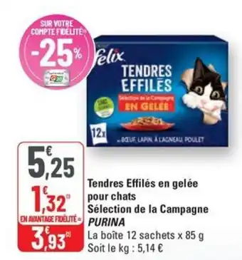 G20 PURINA Tendres Effilés en gelée pour chats Sélection de la Campagne offre