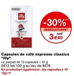 Monoprix Illy capsules de café espresso classico offre