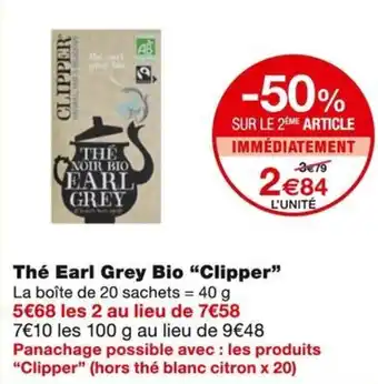 Monoprix Clipper thé earl grey bio offre