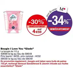 Monoprix Glade Bougie I Love You offre