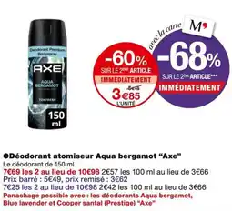 Monoprix Axe Déodorant atomiseur Aqua bergamot offre