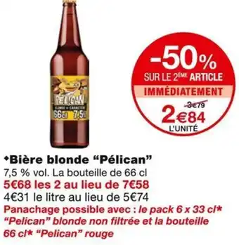 Monoprix Pélican Bière blonde offre