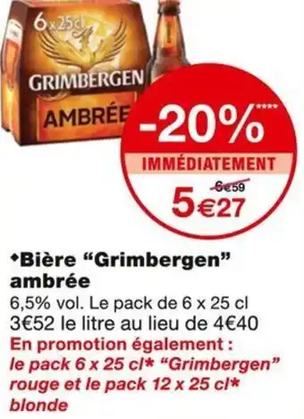 Monoprix Grimbergen Bière ambrée offre