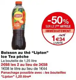 Monoprix Lipton Boisson au thé Ice Tea pêche offre