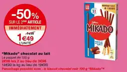 Monoprix Mikado chocolat au lait offre