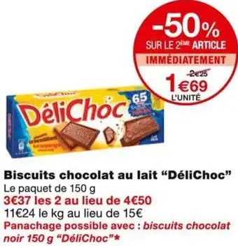 Monoprix DéliChoc Biscuits chocolat au lait offre