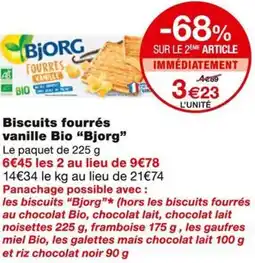 Monoprix Bjorg biscuits fourrés vanille bio offre