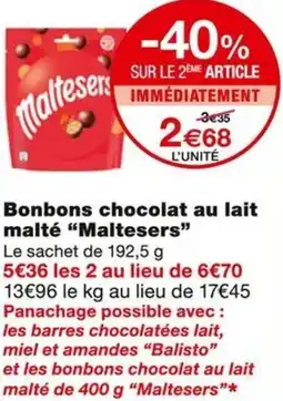 Monoprix Maltesers Bonbons chocolat au lait malté offre